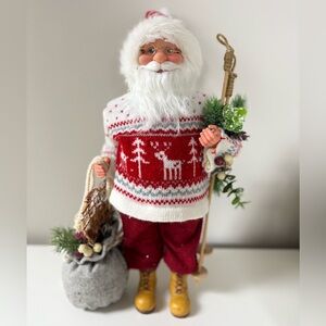 Vintage Windy Hill 16" Santa Claus Figurine Red Sweater Reindeer Christmas Decor